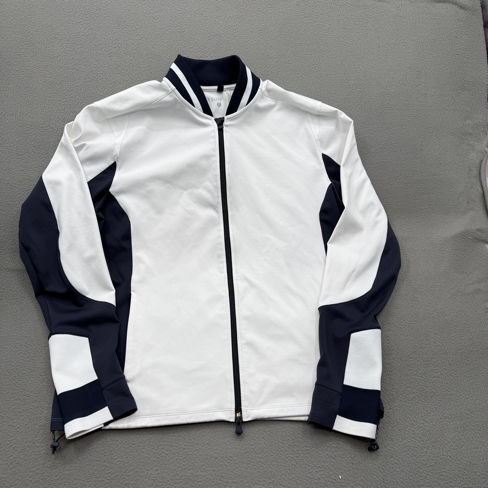 Greyson‎ Windbreaker Jacket Mens Large White Navy Colorblock Full Zip Golf